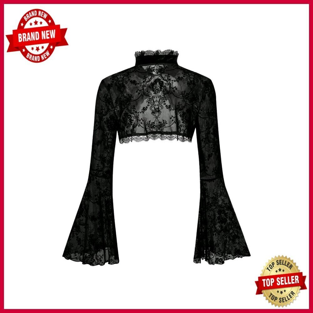 Large Lace Bell Sleeve Shrug Cardigan, Polyester Blend, Formal Cover Up
